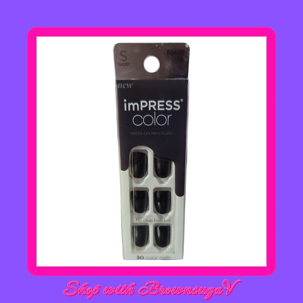IMPRESS Color NAILS PRESS ON SHORT - Shiny Black